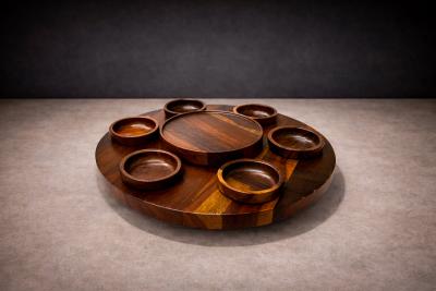  Tropic Art Lazy Susan Bowls in Rosewood Tropic Art 1970s Lot 331