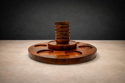  Tropic Art Lazy Susan Bowls in Rosewood Tropic Art 1970s Lot 331