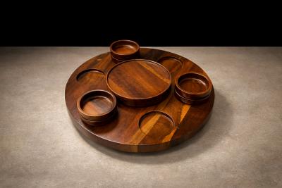  Tropic Art Lazy Susan Bowls in Rosewood Tropic Art 1970s Lot 331