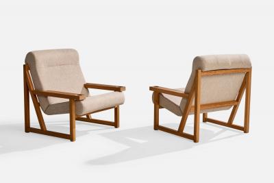  Vagn Fuglsang Vagn Fuglsang Lounge Chairs with Pine and Fabric Denmark 1970s