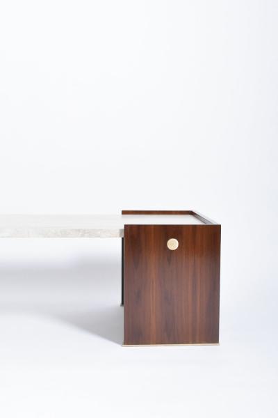  Villandry walnut and travertine coffee table Barracuda Edition 