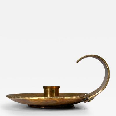 1989 HB Sculptural Chamber Candle Holder Dish in Brass
