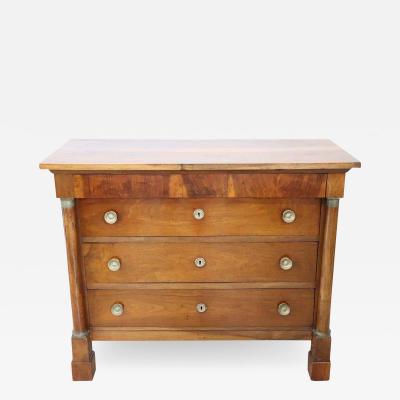 19th Century Empire Solid Walnut Commode or Chest of Drawers