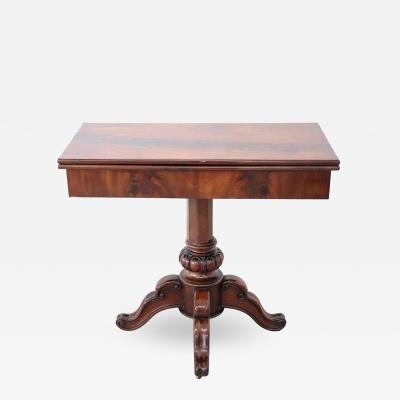 19th Century Italian Carved Mahogany Wood Antique Game Table