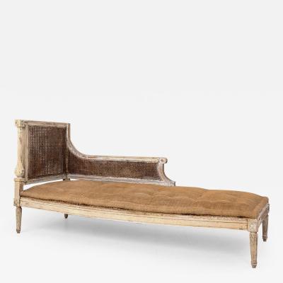 19th c French Louis XVI Style Caned Chaise Lounge or Daybed