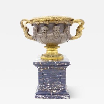 Achille Collas bronze and gilt Warwick vase lamp on portoro marble basis by Barbadienne 1860