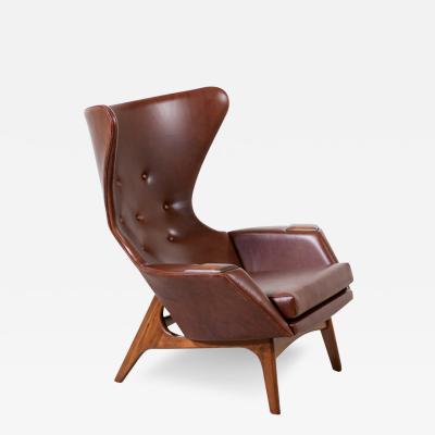 Adrian Pearsall Adrian Pearsall Wing Back Cognac Leather Lounge Chair