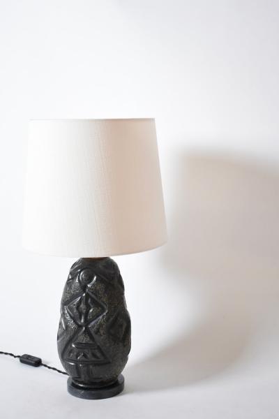 Africanist black ceramic lamp 1960s 