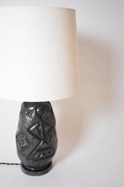Africanist black ceramic lamp 1960s 