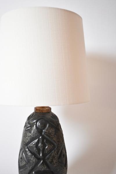 Africanist black ceramic lamp 1960s 