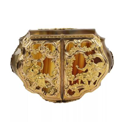 Agate Snuffbox With Two Compartments In A Gold Mount Germany Dresden