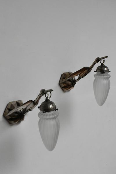 Albert Cheuret style pair of zoomorphic wall lamps 1930s 