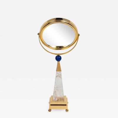 Alexandre Vossion OBELISK ROCK CRYSTAL MIRROR 24K Gold plated brass and lapis lazuli details