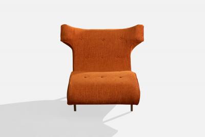 American Designer Chaise Longue with Wood and Fabric United States 1950s