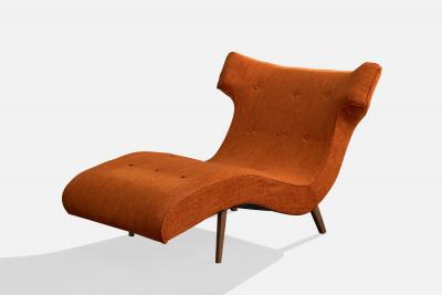 American Designer Chaise Longue with Wood and Fabric United States 1950s