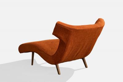 American Designer Chaise Longue with Wood and Fabric United States 1950s
