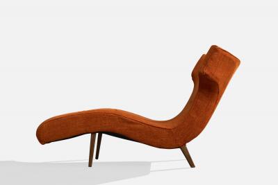 American Designer Chaise Longue with Wood and Fabric United States 1950s