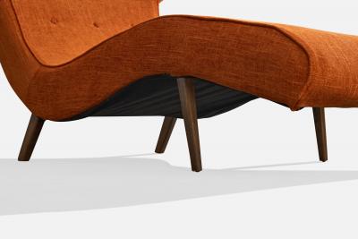 American Designer Chaise Longue with Wood and Fabric United States 1950s