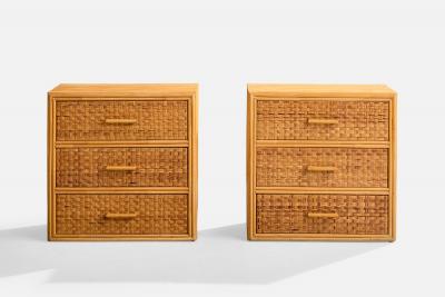 American Designer Chests of Drawers with Bamboo and Rattan USA 1970s