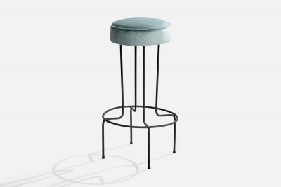 American Designer Counter Stools with Iron and Velvet USA 1950s