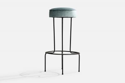 American Designer Counter Stools with Iron and Velvet USA 1950s