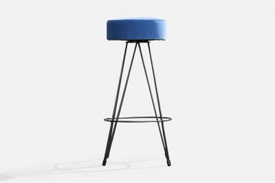 American Designer Counter Stools with Iron and Velvet USA 1950s