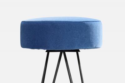 American Designer Counter Stools with Iron and Velvet USA 1950s