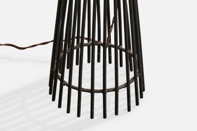 American Designer Floor Lamp with Iron and Paper USA 1950s