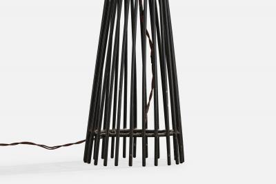 American Designer Floor Lamp with Iron and Paper USA 1950s