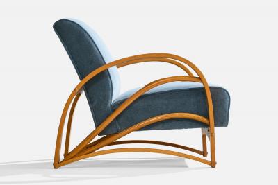 American Designer Lounge Chairs with Oak and Mohair USA 1950s