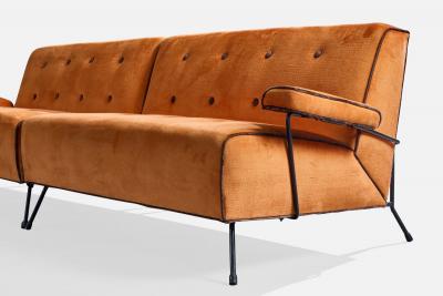American Designer Sectional Sofa with Iron and Velvet USA 1950s