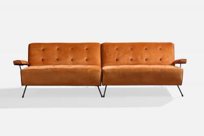 American Designer Sectional Sofa with Iron and Velvet USA 1950s