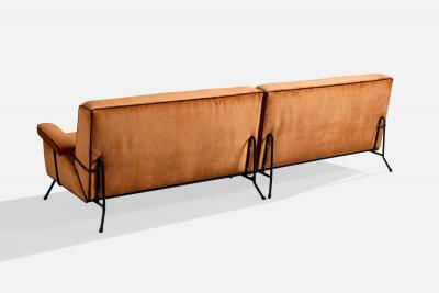 American Designer Sectional Sofa with Iron and Velvet USA 1950s