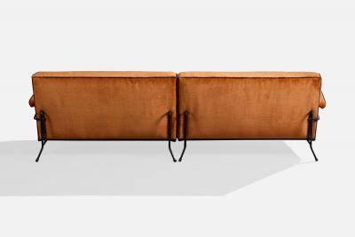 American Designer Sectional Sofa with Iron and Velvet USA 1950s