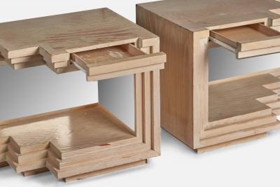 American Designer Sizeable Nightstands with Oak and Mirror USA 1970s