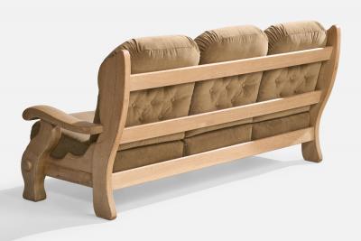 American Designer Sofa with Oak and Velvet USA 1950s