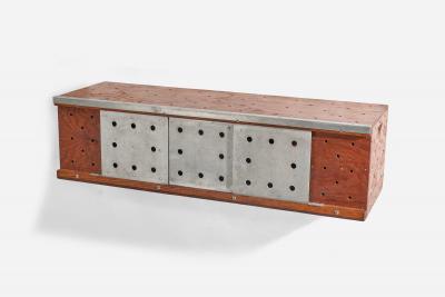 American Designer Wall Hanging Cabinet with Oak and Metal United States 1960s