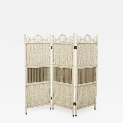 American Victorian White Painted 3 Fold Screen