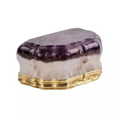 An Exceptional Gold Mounted Amethyst Snuff Box By Johann Keibel St Petersburg