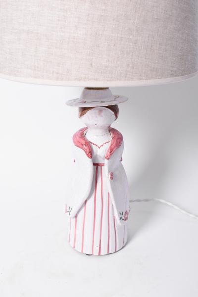 Anthropomorphic ceramic lamp representing a farmer woman Portugal 1950s