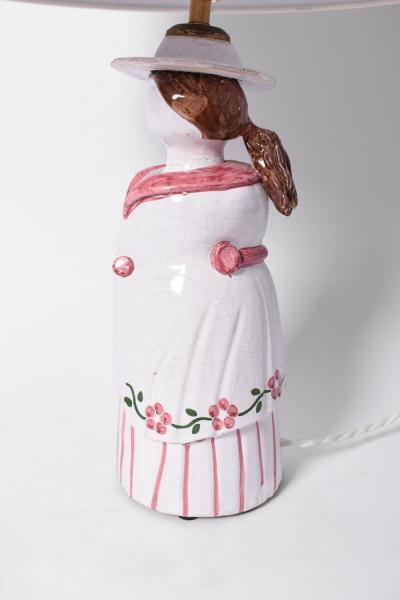 Anthropomorphic ceramic lamp representing a farmer woman Portugal 1950s