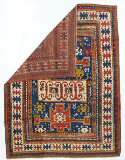 Antique Caucasian Kazak Borcholo Rug 4 9 x 6 3 