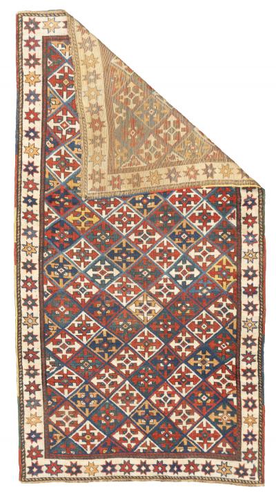 Antique Caucasian Kazak Rug 3 9 x 7 2 