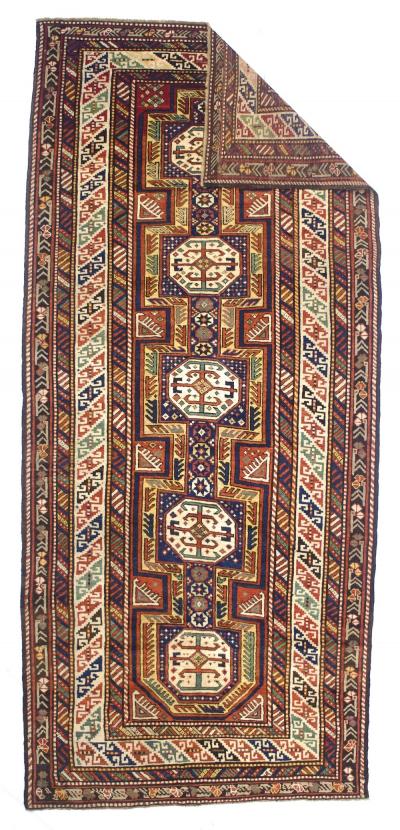 Antique Caucasian Kuba Rug 46 x 101 