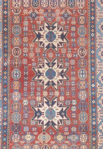 Antique Caucasian Lezgi Rug 4 2 x 6 4 