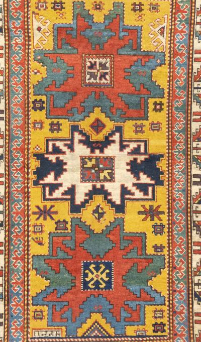 Antique Caucasian Lezgi Rug 4 2 x 7 6 