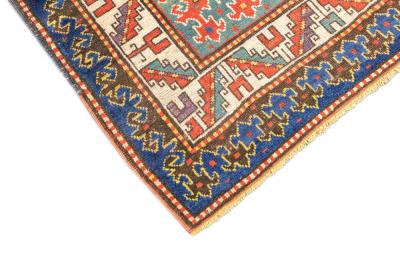 Antique Caucasian Lezgi Rug 4 2 x 7 6 