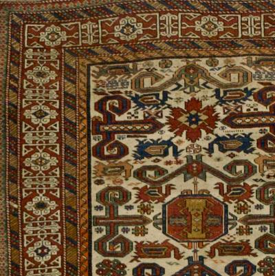 Antique Caucasian Perpedil Rug 3 5 x 4 4 