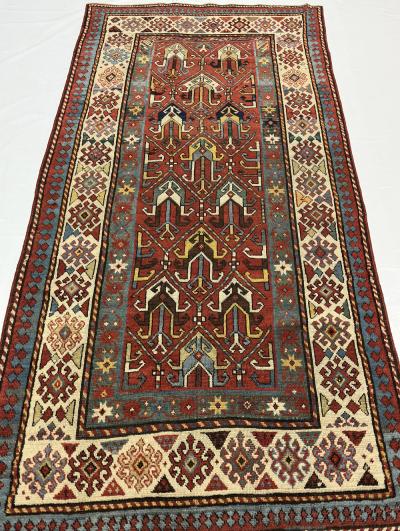 Antique Caucasian Rug 3 8 x 7 10 