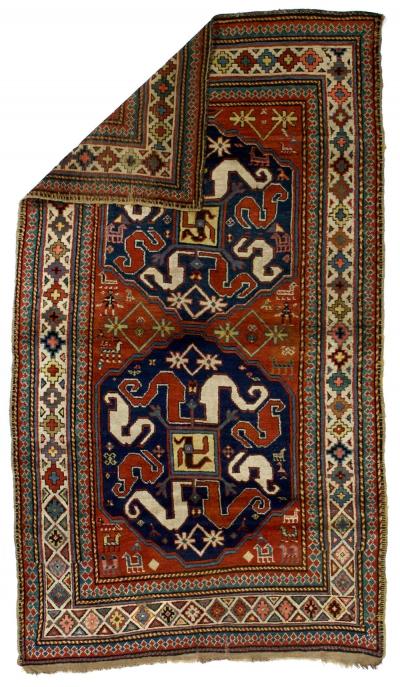 Antique Cloudband Kazak Rug 4 2 x 7 4 